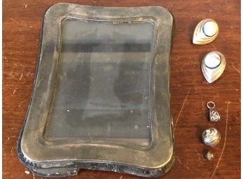 Lovely Costume Lot. Silver Frame, Silver Earrings, Beads , And Pendant