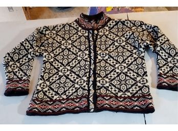 LL Bean Sweater - Woven Wool & Nylon - Very Pretty Pattern