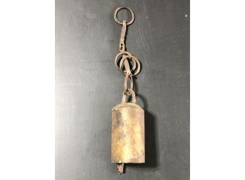 Antique Cast Iron Hand Forged European Cow Bell With Connection Links