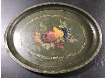 Beautifully Hand - Painted, Vintage Metal Serving Tray