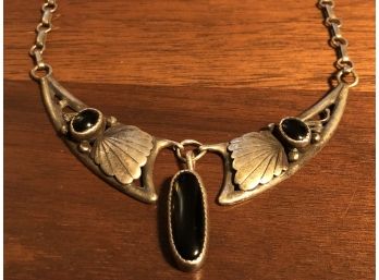 Beautiful 16 Inch Sterling Silver By Jake With Onyx Black Stones 21.4 Grams Total Weight