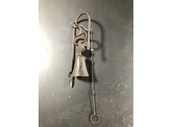 Hand- Forged, Antique Cast Iron Wall Mount Bell -with Pull Chain - Beautiful Sounding Chime!