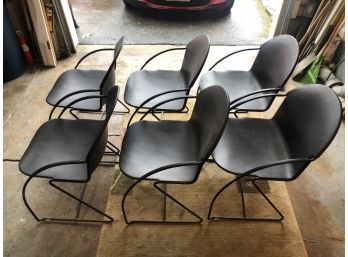 Lot Of Six STEELCASE Stylish, Stackable & Sturdy Chairs With Sled Bases