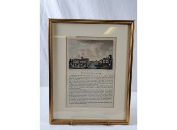 Antique Color Lithograph Ouse Bridge, York Professionally Framed & Matted