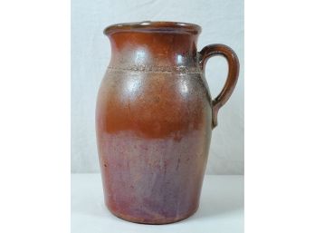 Awesome Antique Brown Iridescent Glazed Stoneware Pitcher