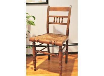 Vintage Karpen Furniture Hand Woven Rush Seat Maple Ladder Back Chair