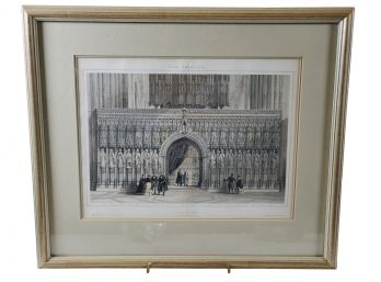 Beautiful Antique Framed & Matted York Cathedral The Screen Color Lithograph