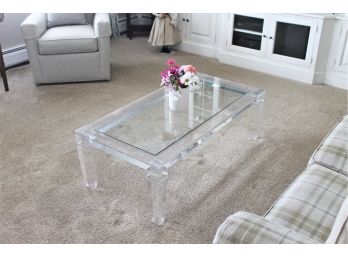 Awesome Mid Century Modern Lucite & Glass Oblong Coffee Table