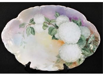 Beautiful Vintage Large Haviland France Oval Scalloped Edge Hand Painted Floral Platter