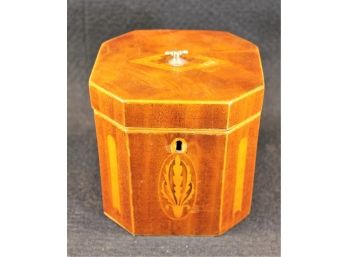 C 1790 Antique Octagonal Shaped Wood And Shell Inlay Tea Caddy