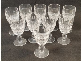 Ten Beautiful Waterford Signed Cut Crystal Cordial Glasses