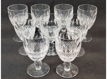 Pretty Set Of Nine Waterford Signed Cut Crystal 4  Tall Stemware