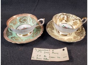 Beautiful Antique Paragon Hand Painted Delicate Fine Bone China Tea Cups & Saucers