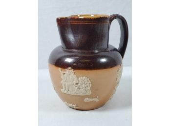 Antique C 1900 Royal Doulton Brown And Tan Small Stoneware Pitcher
