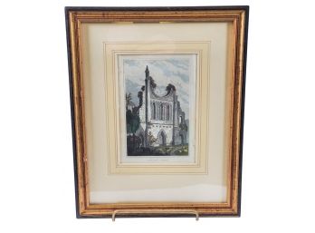 C1830 Antique Framed Color Engraving Eyland Abbey