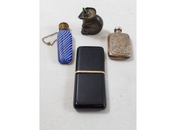 Vintage Collection Of Saffa Italy Cigarette Lighter, Perfume Dabber Pins & Bottles
