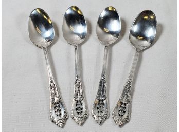 Set Of Four Vintage Wallace Sterling Silver 4 Demitasse Spoons