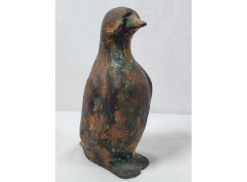 Adorable Antique Cast Metal Penguin Figurine With Copper/brass Overlay - Great Patina!