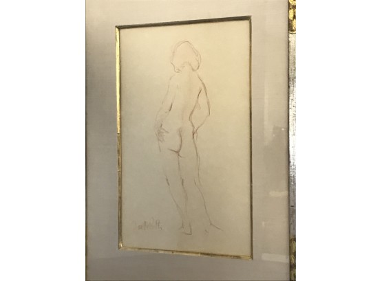 Original Jan De Ruth Nude Drawing Listed Artist Exceptional Frame