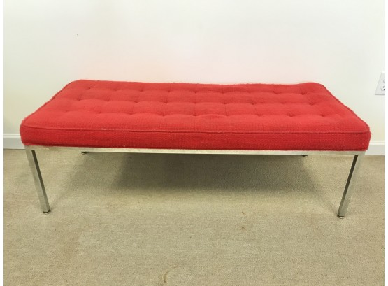 Vintage Knoll Chrome Base Red Upholstered Bench 2 Of 2