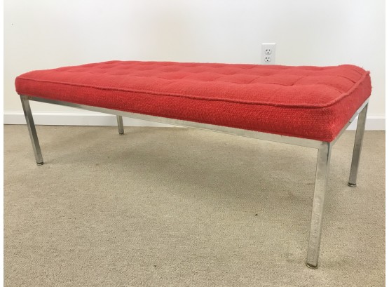 Vintage Knoll Chrome Base Red Upholstered Bench 1 Of 2