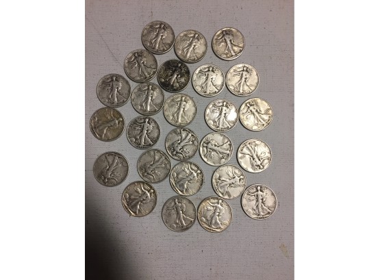 25 Standing Liberty Half Dollars . Mixed Dates . Good Condition