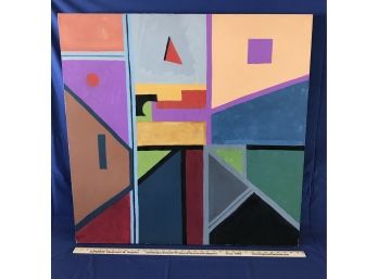 Listed Artist Felix Bronner Large 36' By 36' Geometric Abstract Oil On Canvas