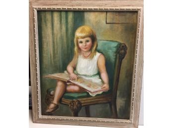 Cape Cod Artist Elizabeth Pratt. Painting Of A Young Girl Reading