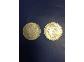 2 Pcs  1921 Morgan Silver Dollars . Nice Condition