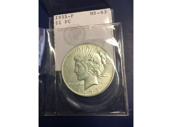1935 P Peace Silver Dollar MS63 Nice Coin