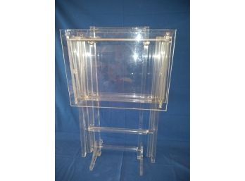 Scheibe Vintage Lucite Tray / Snack Tables With Stand