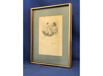Original 1909 Jean Francois Raffaelli 'celine Au Saut Du Lit' Engraving  / Etching Gallery Label