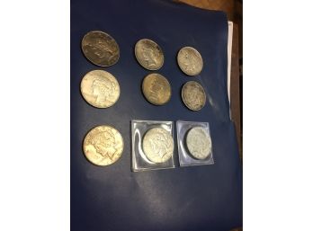 9 American Peace Silver Dollars Different Dates . See List