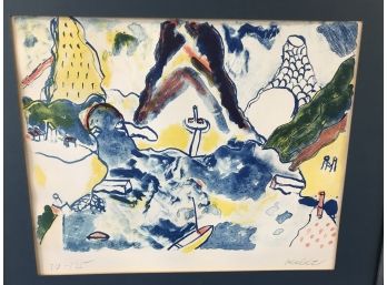 'Abstract Landscape' Signed And Numbered Lithograph By Aristodimos Kaldis