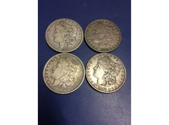 4 Pc Morgan Silver Dollars . Good Condition