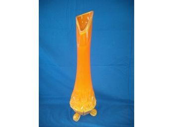Stunning Mid Century Modern Orange And Yellow Agate Glass Vase
