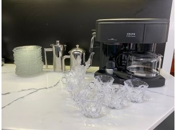 Krups 985 II Caffe Duomo Coffee And Espresso Maker Plus Cups, Saucers, Tea And Milk Pots