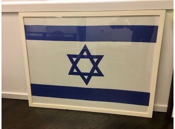 Israel Flag Print In White Frame 43x33
