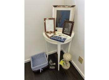 Assorted Decor, White Round Table, White Garbage Can, Cube Storage & Laundry Basket