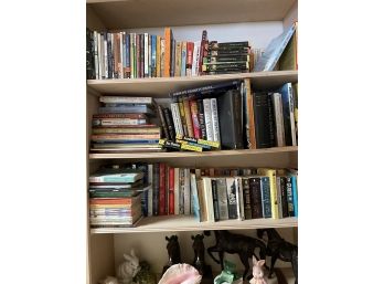 Assorted Books, Decor And Games All Shelves