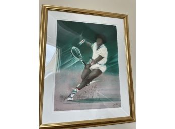 Victor Spahn Signed Print Female African American Tennis Player Signed #275/300 Frame 33x41