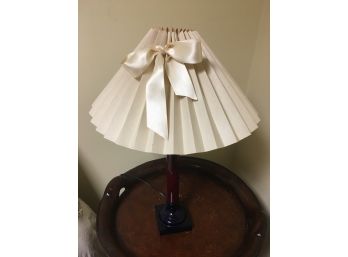 Pretty 2 Set Of Cream Pleated Bow Lamp Shade Cherry Colored Base 22'