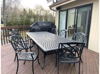 Metal Patio Table With 8 Chairs With Metal  Cart