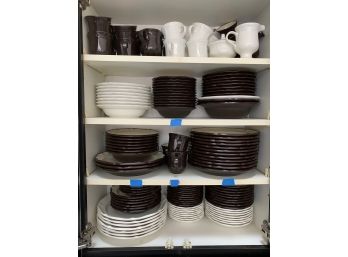 Big Lot Of Dishes!!! 124 Pieces Mikasa Italian Terrace White And Brown Dishes