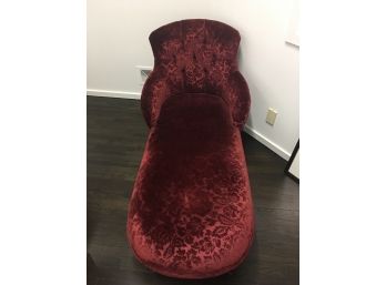 Antique Red Velvet Floral Brocade Lounge Chair 24x58x33