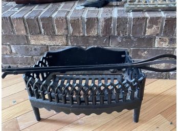 Heavy Iron Fireplace Wood Holder And Tools