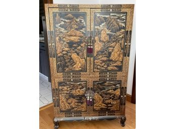 Large Asian-inspired Armoire Cabinet