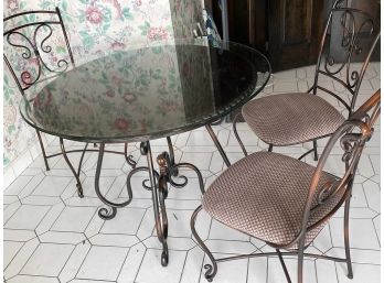 Round Pier One Glass Top Table And 4 Chairs