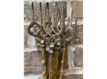 Vintage Brass Fireplace Forks