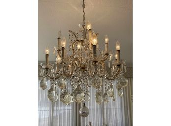 Vintage Chandelier With Extra Crystal Pieces For Replacement